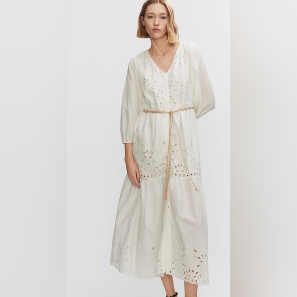 Mango Openwork Detail Shirt Dress